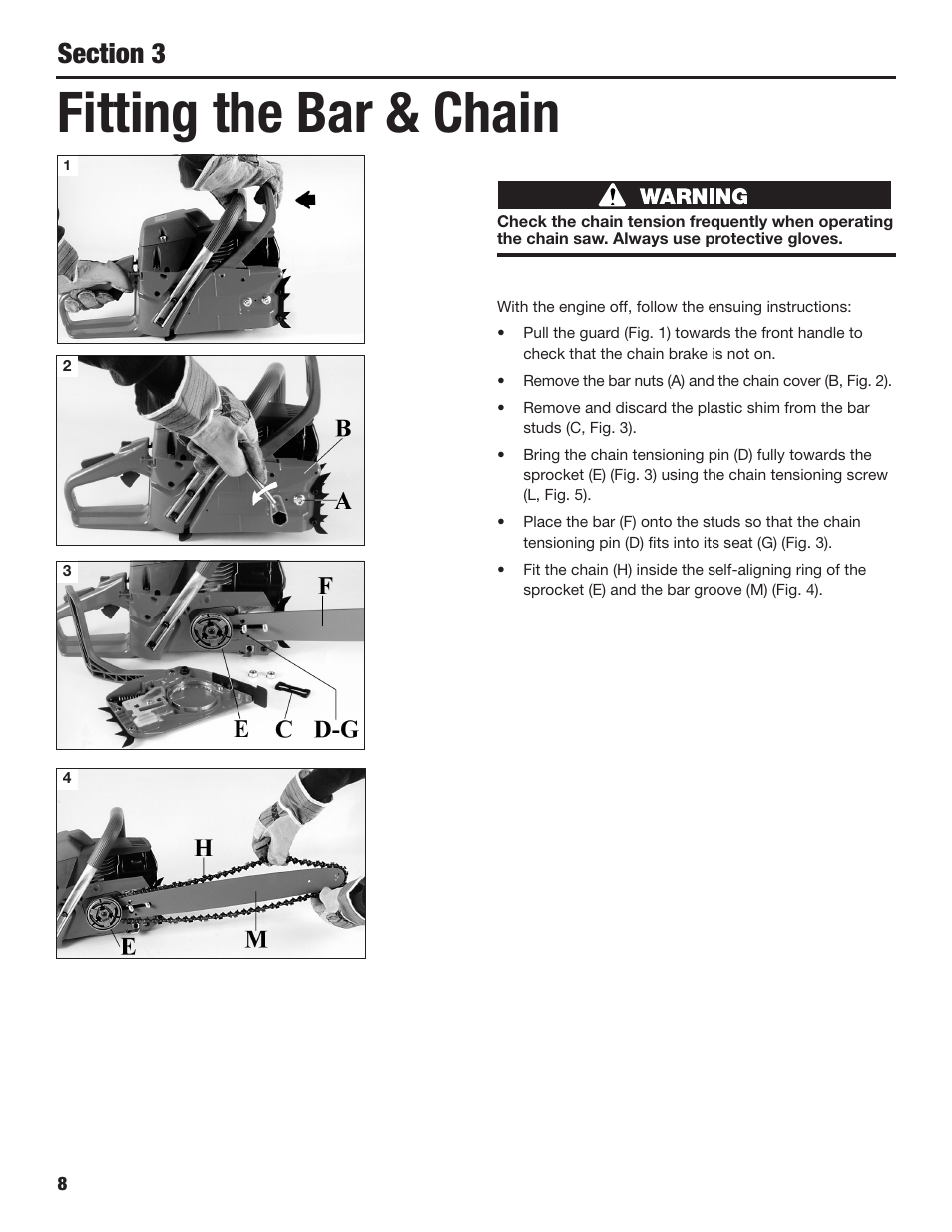 Fitting the bar & chain | Cub Cadet COMMERCIAL CS5720 User Manual | Page 8 / 24