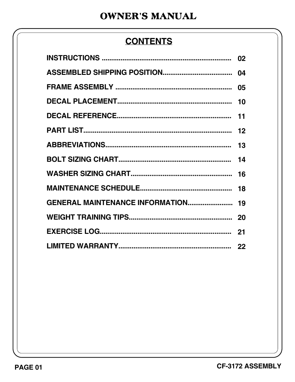 Hoist Fitness CF-3172 User Manual | Page 2 / 23