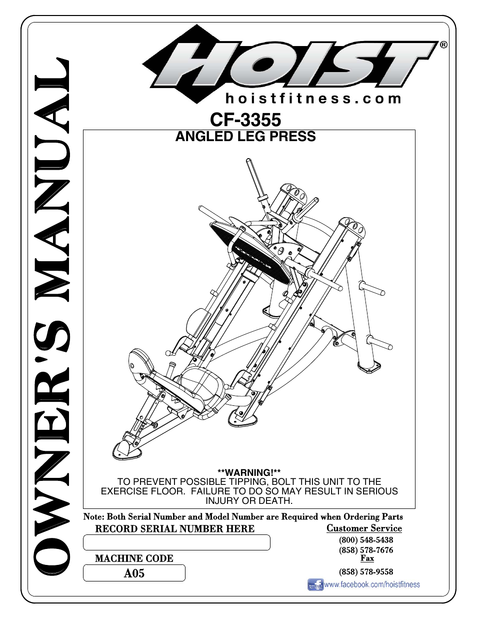 Hoist Fitness CF-3355 User Manual | 55 pages