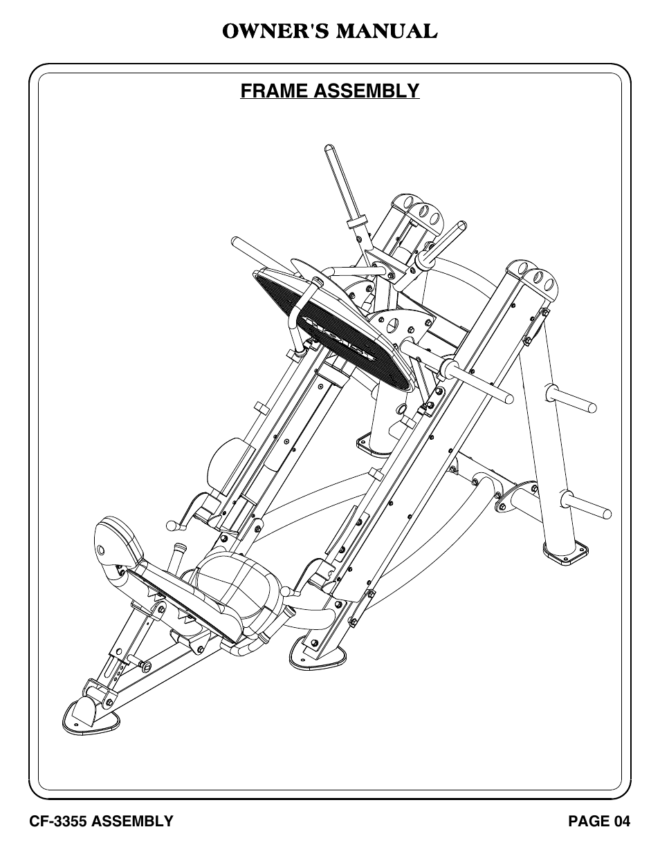 Owner's manual, Frame assembly | Hoist Fitness CF-3355 User Manual | Page 5 / 55