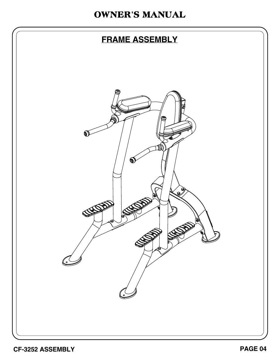 Owner's manual, Frame assembly | Hoist Fitness CF-3252 User Manual | Page 5 / 29