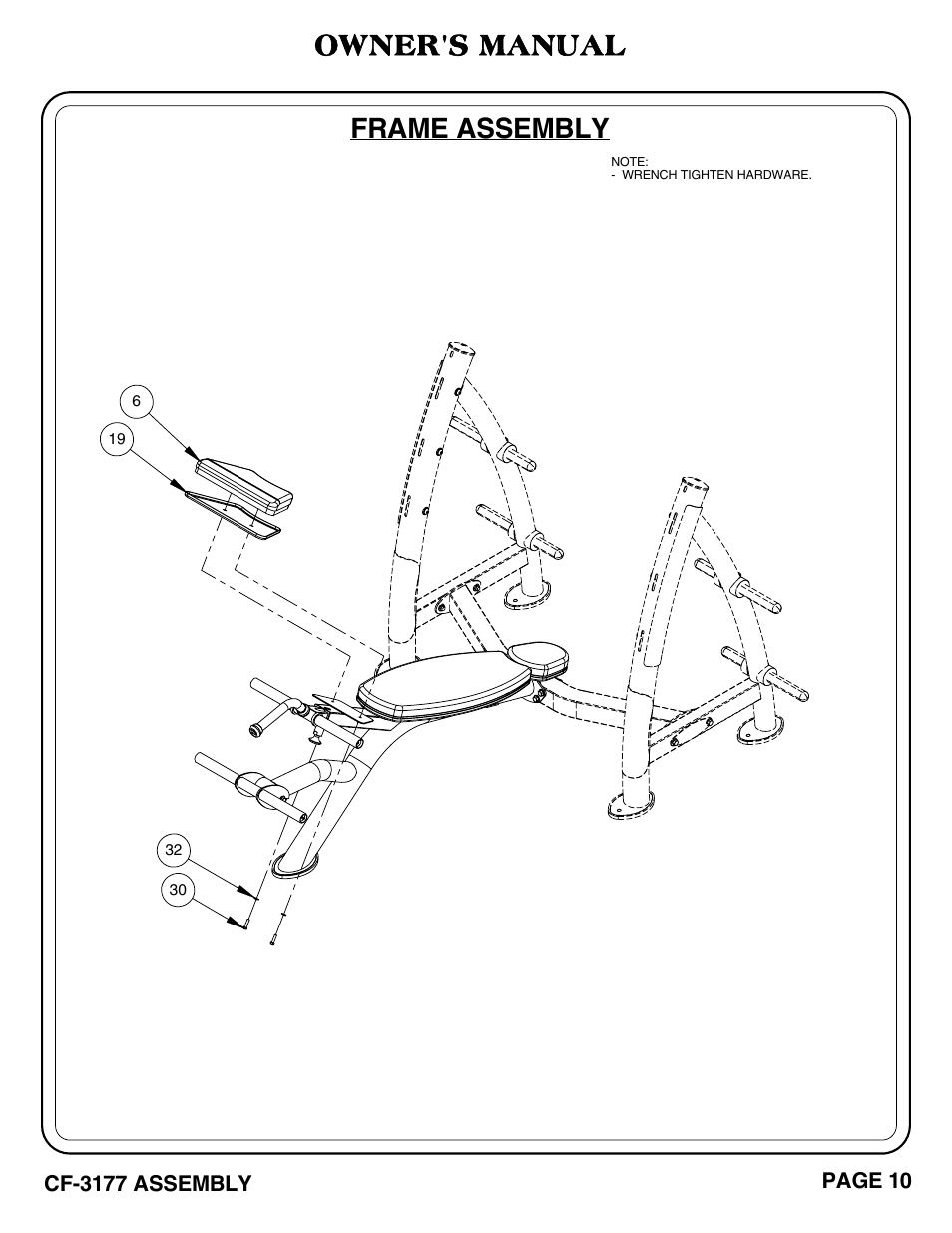 Frame assembly, Owner's manual | Hoist Fitness CF-3177 User Manual | Page 11 / 26