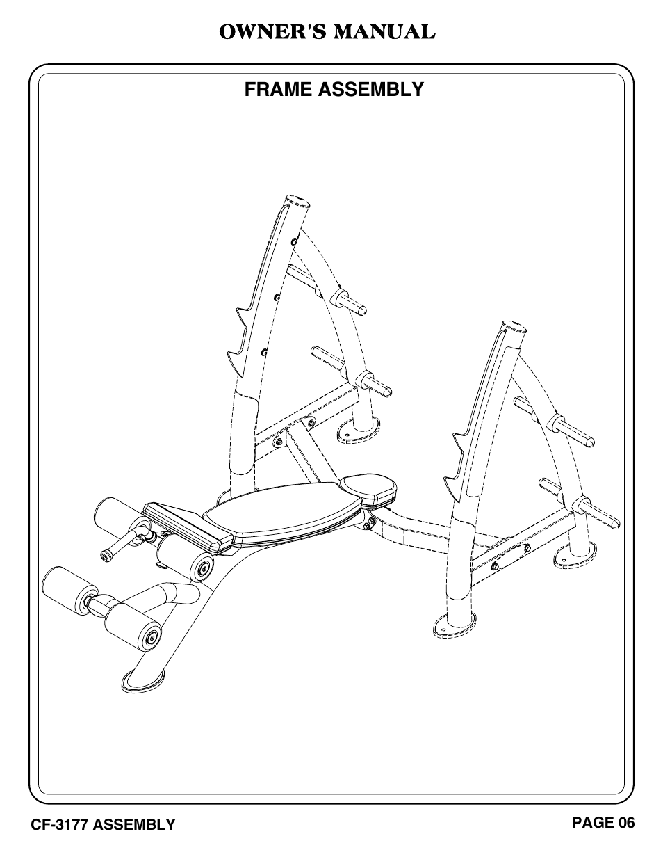 Cf-3177 pg. 06-08.pdf, Frame assembly, Owner's manual | Hoist Fitness CF-3177 User Manual | Page 7 / 26