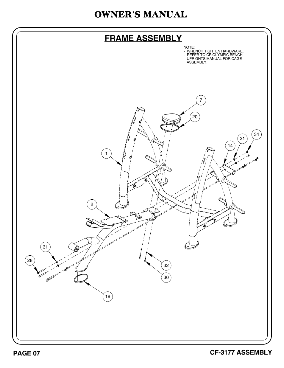 Frame assembly owner's manual | Hoist Fitness CF-3177 User Manual | Page 8 / 26