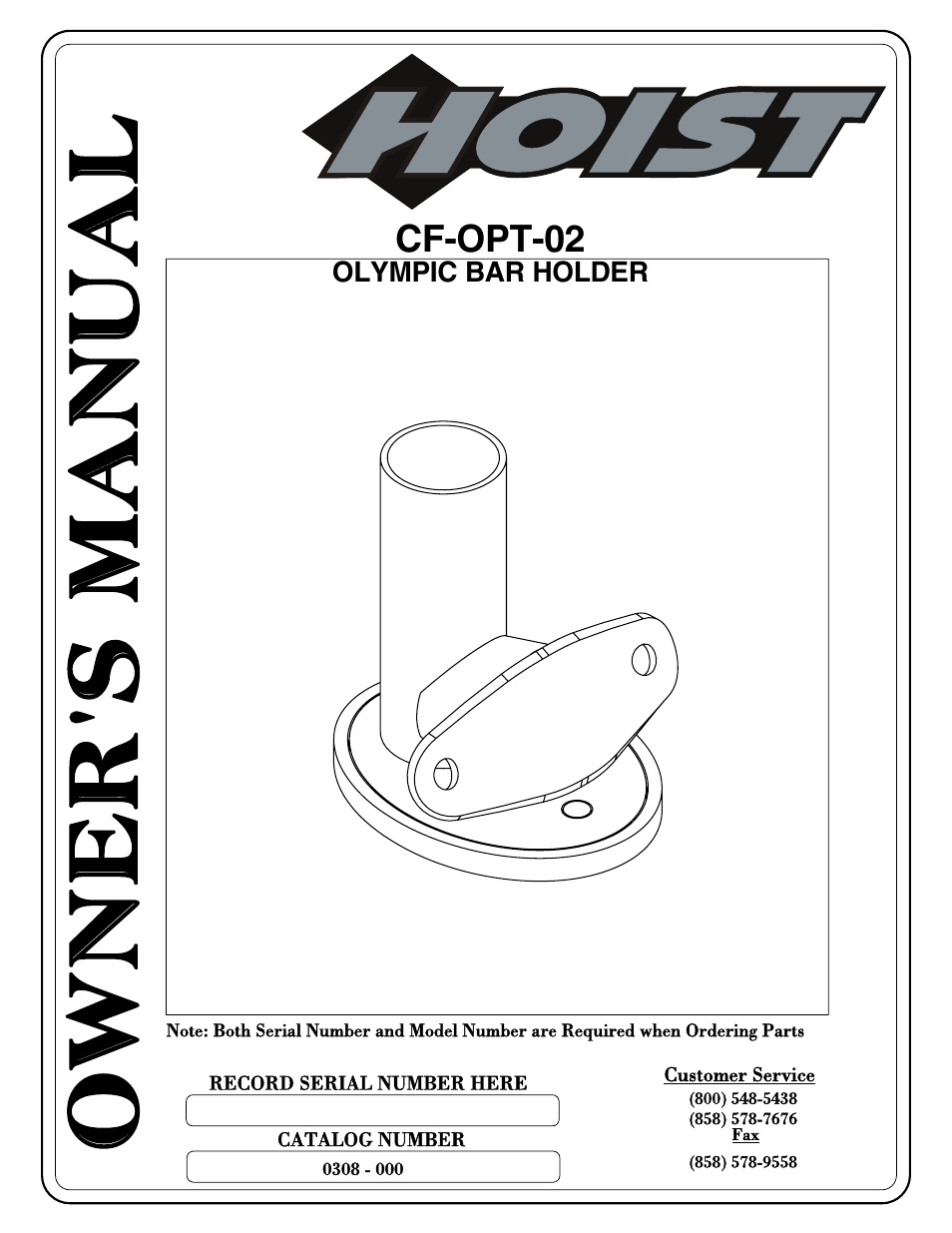 Hoist Fitness CF-OPT-02 User Manual | 2 pages