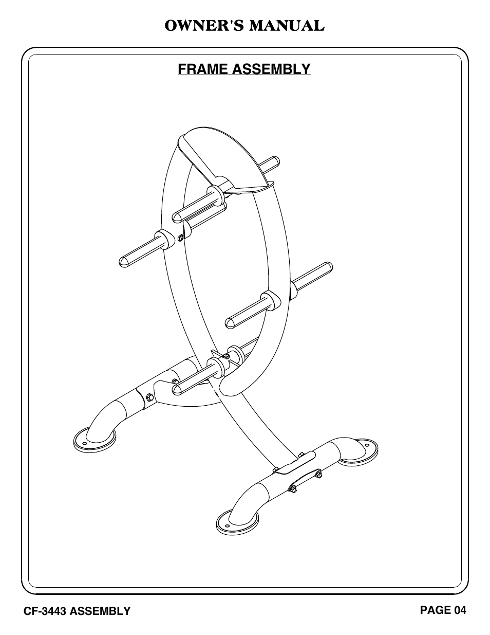 Owner's manual, Frame assembly | Hoist Fitness CF-3443 User Manual | Page 5 / 23