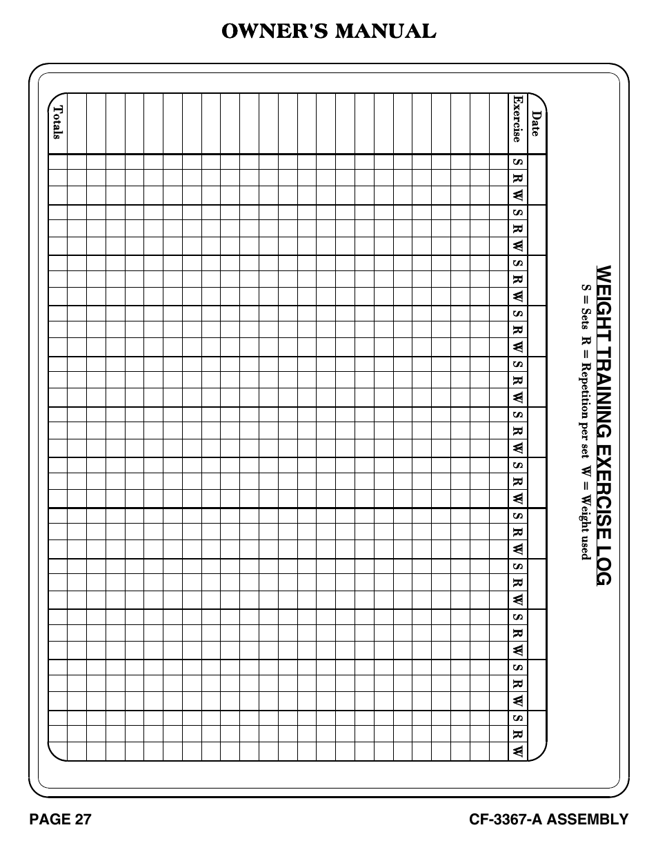 Owner's manual | Hoist Fitness CF-3367-A User Manual | Page 28 / 29