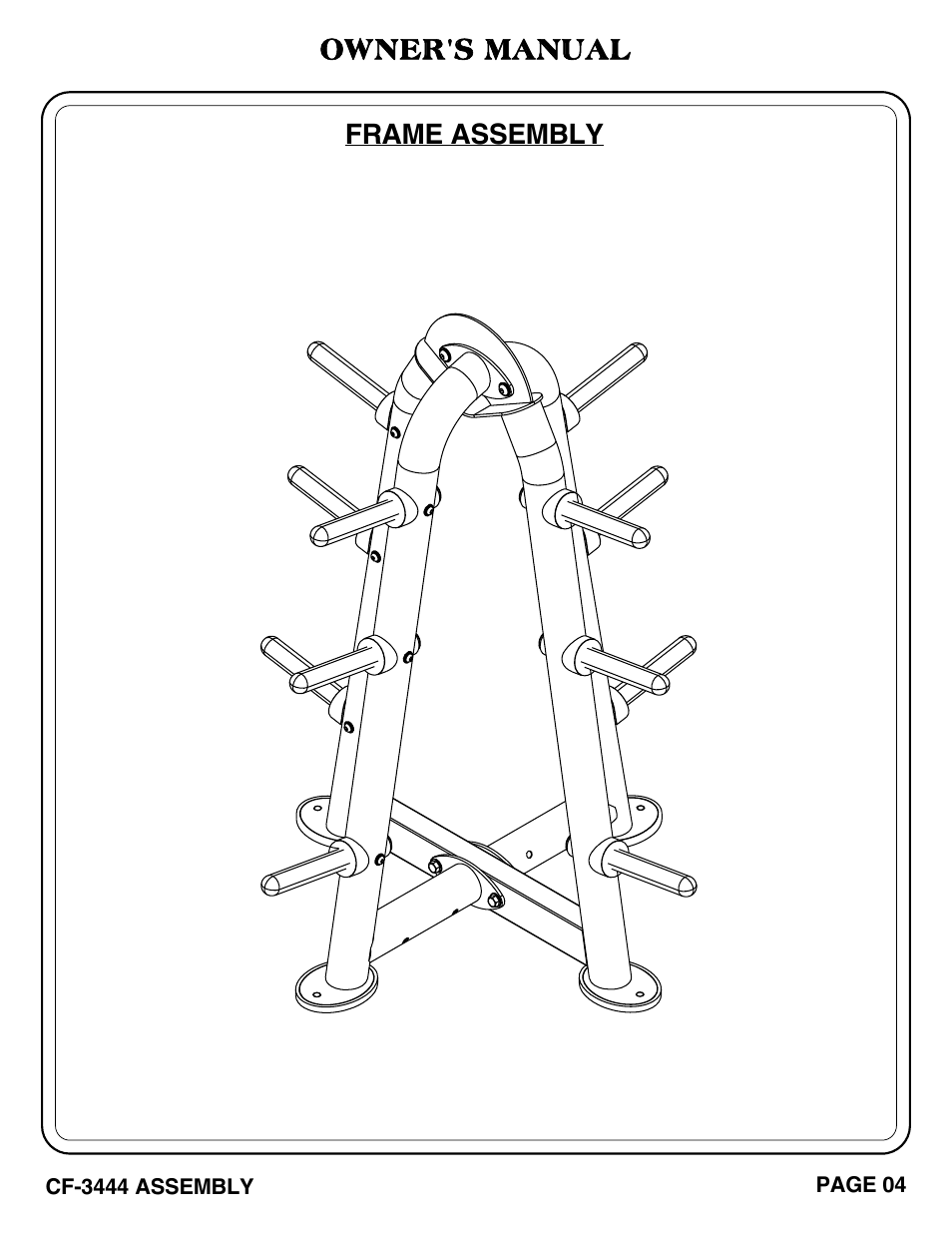 Owner's manual, Frame assembly | Hoist Fitness CF-3444 User Manual | Page 5 / 22