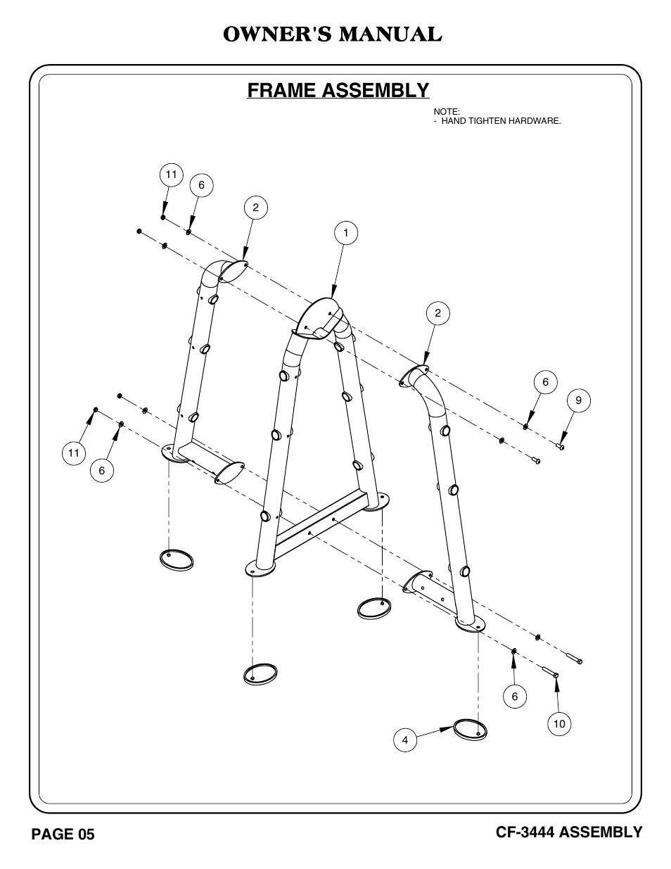 Cf-3444_pg 05-06.pdf, Frame assembly owner's manual | Hoist Fitness CF-3444 User Manual | Page 6 / 22