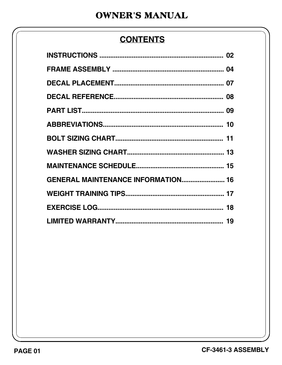 Hoist Fitness CF-3461-3 User Manual | Page 2 / 20