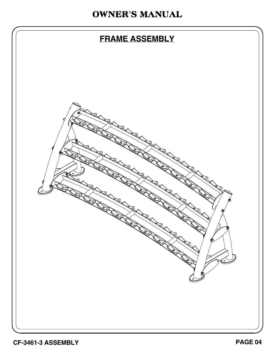 Owner's manual, Frame assembly | Hoist Fitness CF-3461-3 User Manual | Page 5 / 20