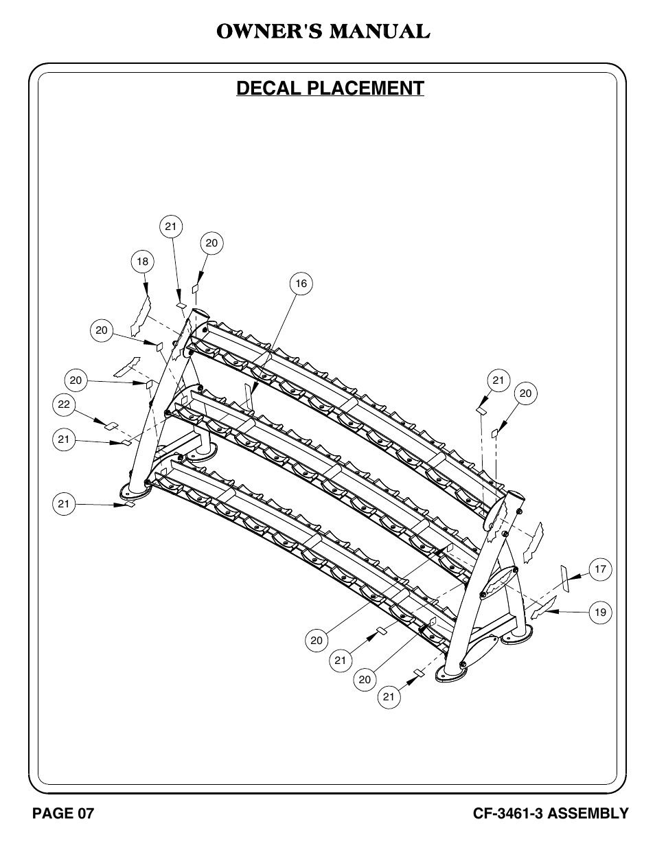 Decal placement owner's manual | Hoist Fitness CF-3461-3 User Manual | Page 8 / 20