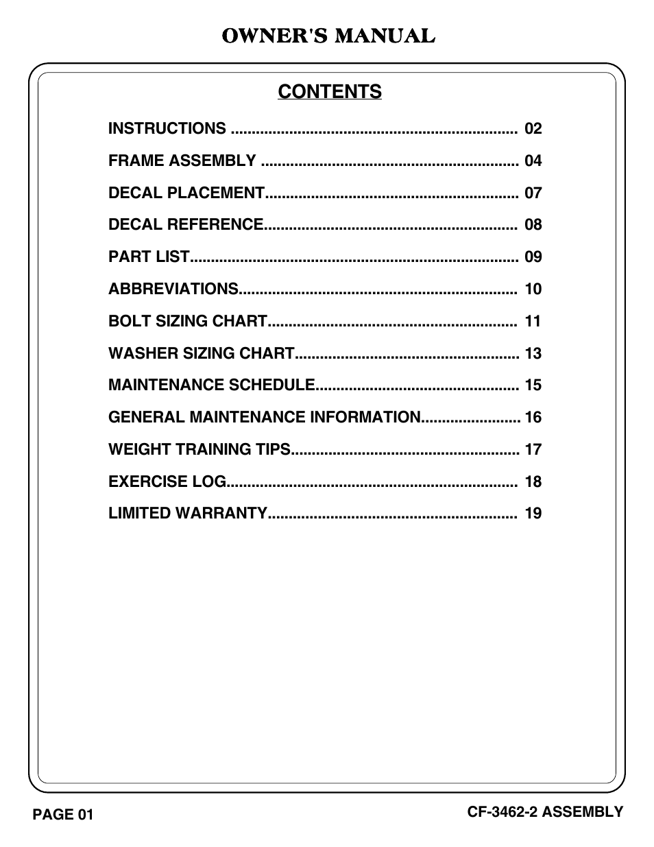Hoist Fitness CF-3462-2 User Manual | Page 2 / 20
