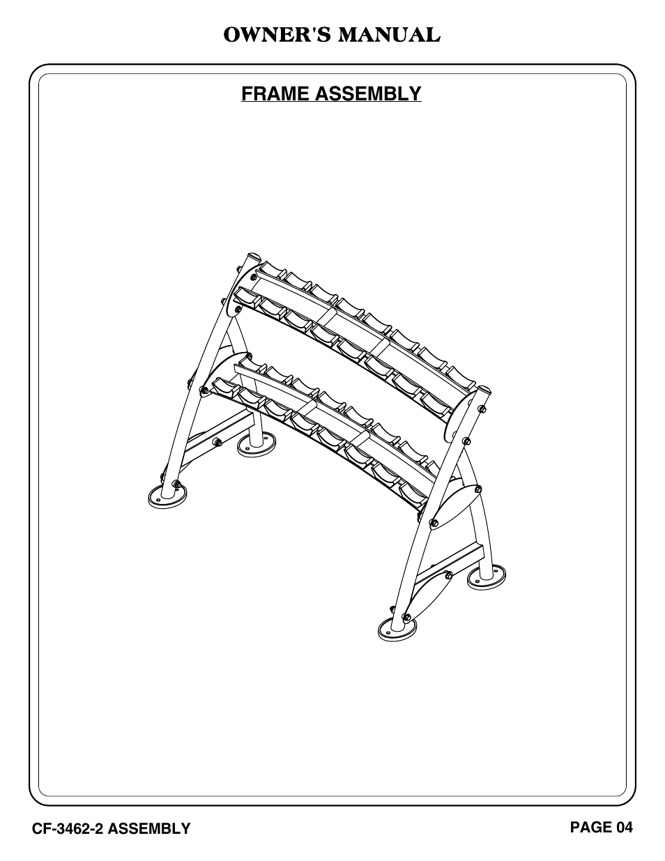 Owner's manual, Frame assembly | Hoist Fitness CF-3462-2 User Manual | Page 5 / 20