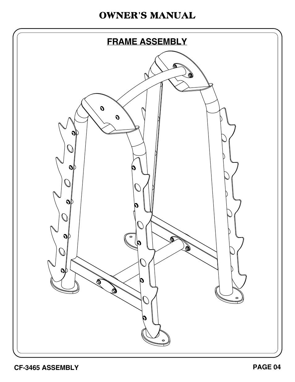 Owner's manual, Frame assembly | Hoist Fitness CF-3465 User Manual | Page 5 / 27