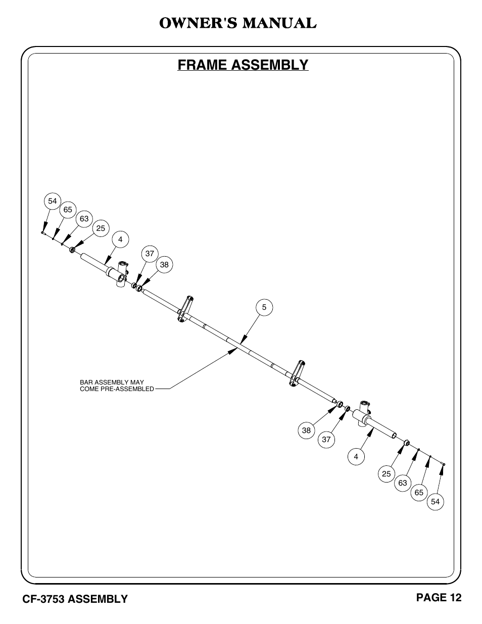 Frame assembly owner's manual | Hoist Fitness CF-3753 User Manual | Page 13 / 47