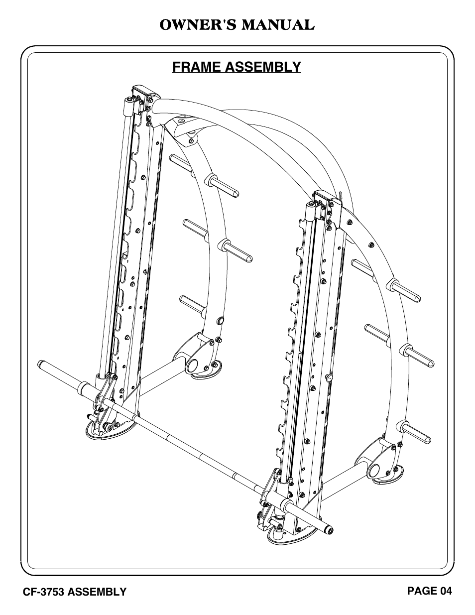 Owner's manual, Frame assembly | Hoist Fitness CF-3753 User Manual | Page 5 / 47