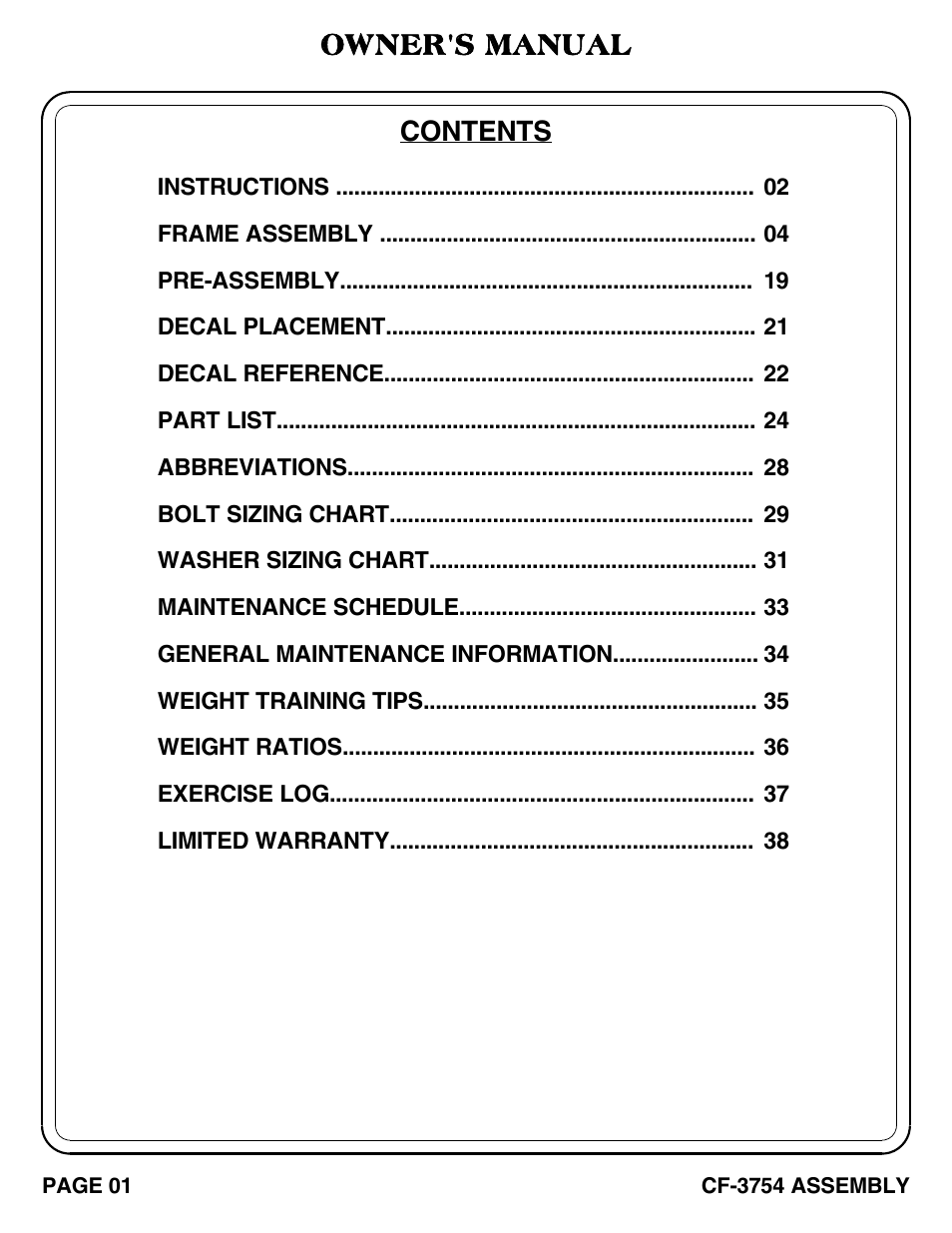Hoist Fitness CF-3754 User Manual | Page 2 / 39