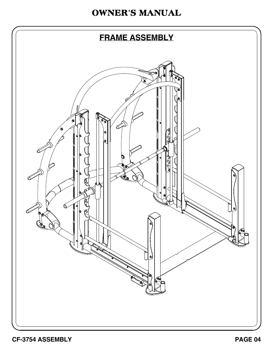 Owner's manual, Frame assembly | Hoist Fitness CF-3754 User Manual | Page 5 / 39