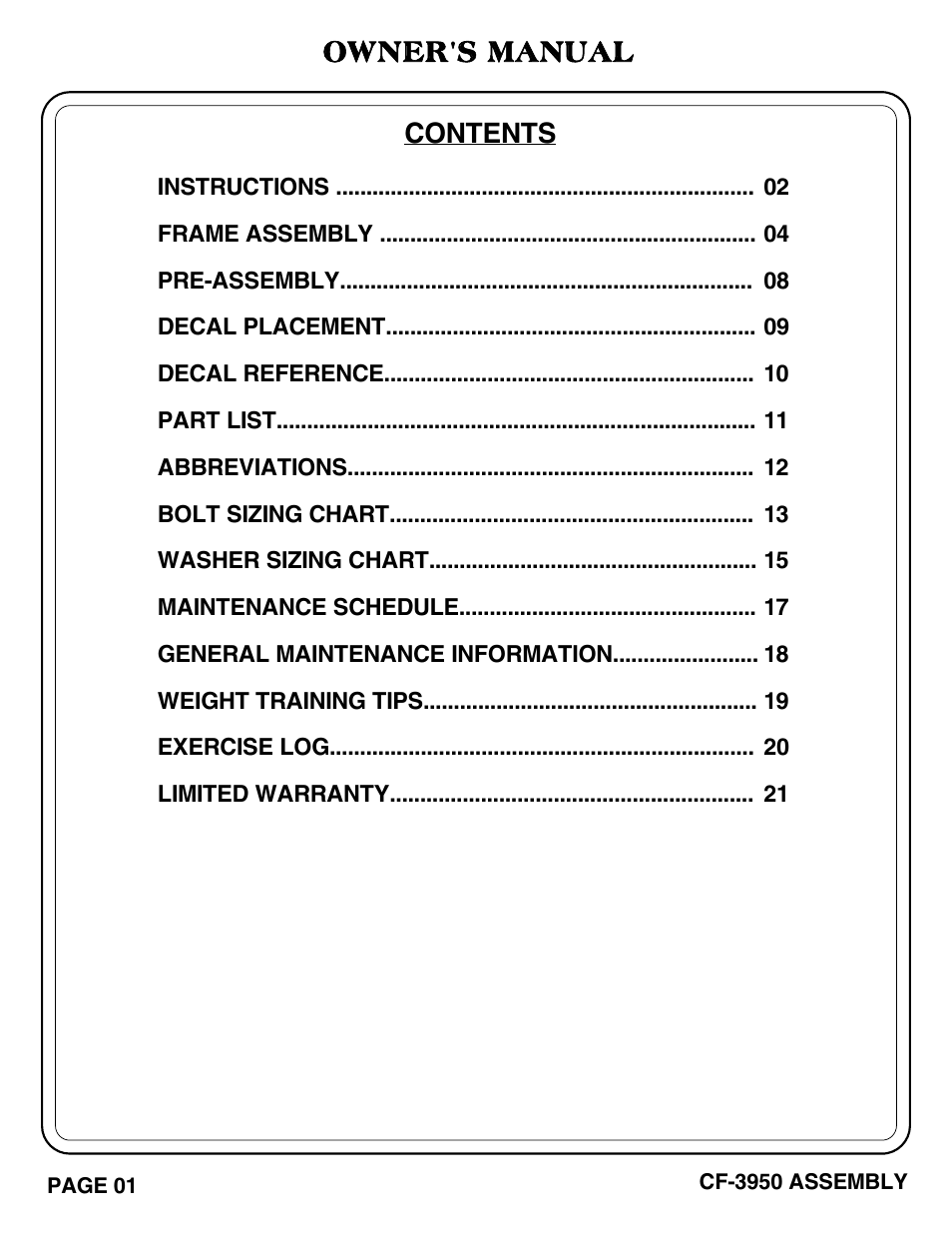 Hoist Fitness CF-3950 User Manual | Page 2 / 22