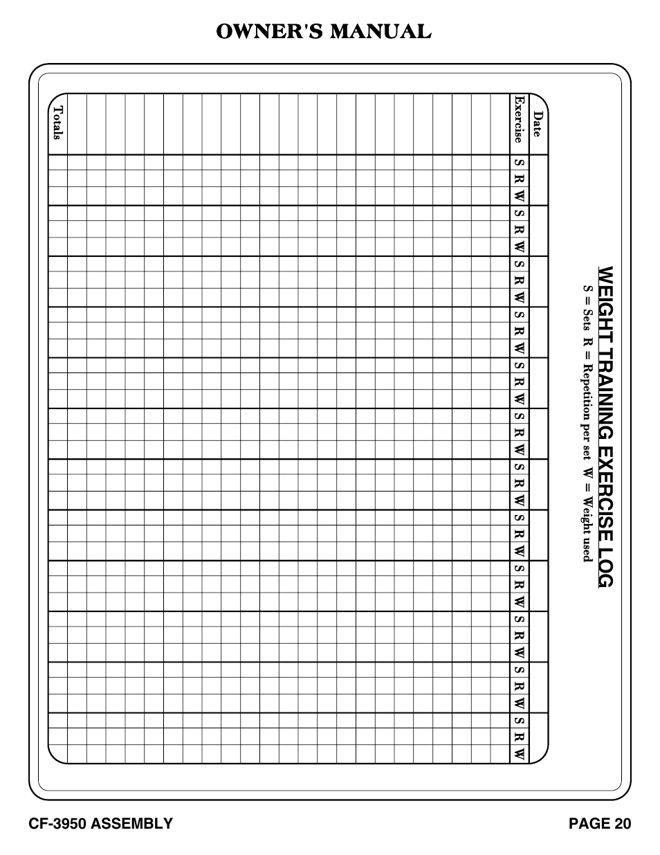 Cf-3950_pg 20-21.pdf, Owner's manual | Hoist Fitness CF-3950 User Manual | Page 21 / 22