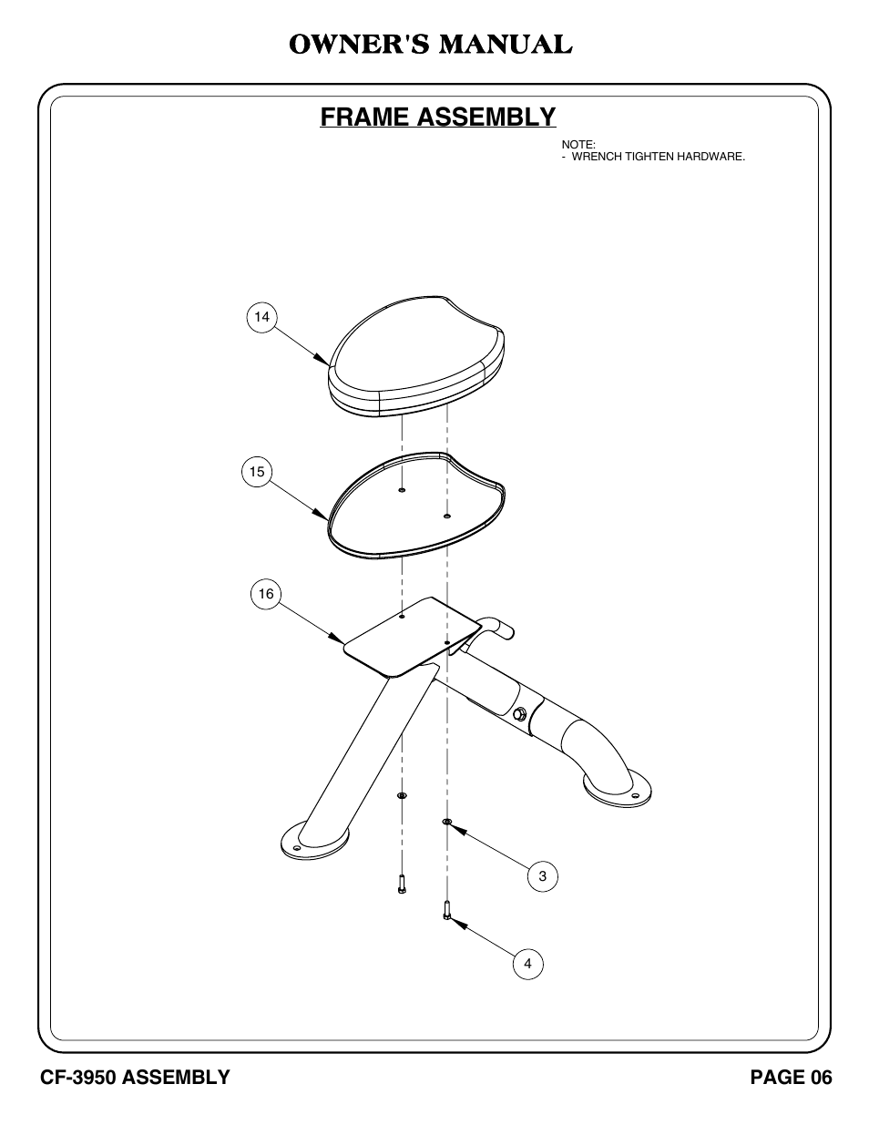 Frame assembly owner's manual | Hoist Fitness CF-3950 User Manual | Page 7 / 22