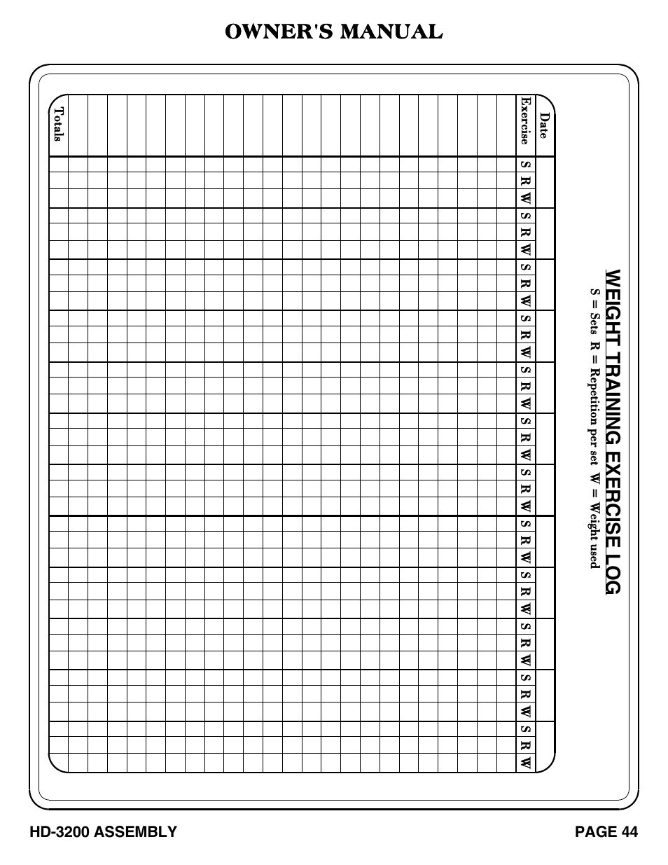 Owner's manual | Hoist Fitness HD-3200 User Manual | Page 45 / 46