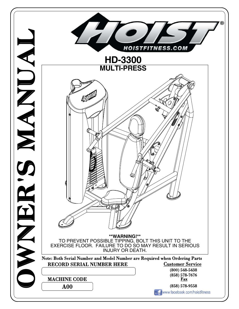 Hoist Fitness HD-3300 User Manual | 45 pages