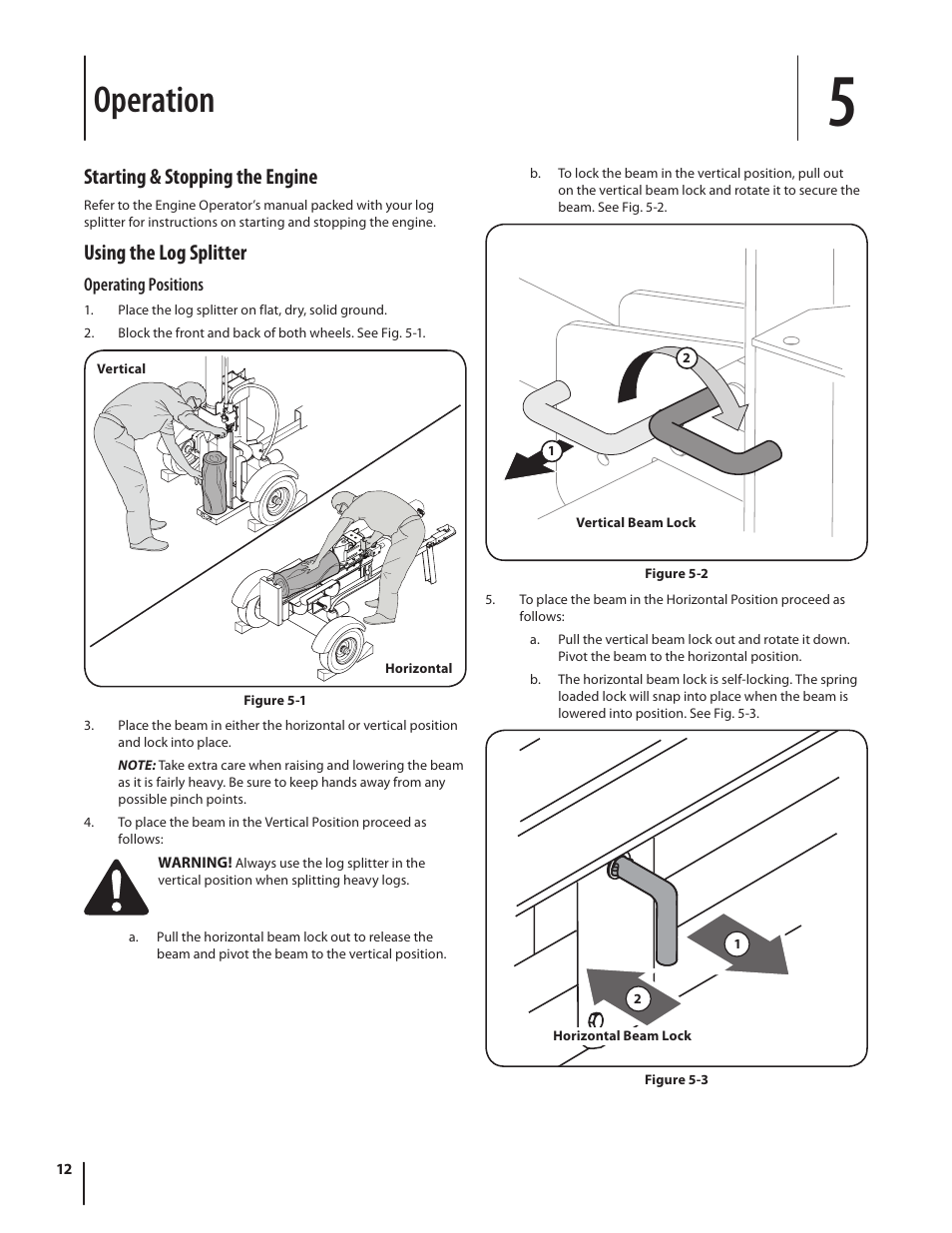 Operation, Starting & stopping the engine, Using the log splitter | Cub Cadet HP LS 27 CC User Manual | Page 12 / 24