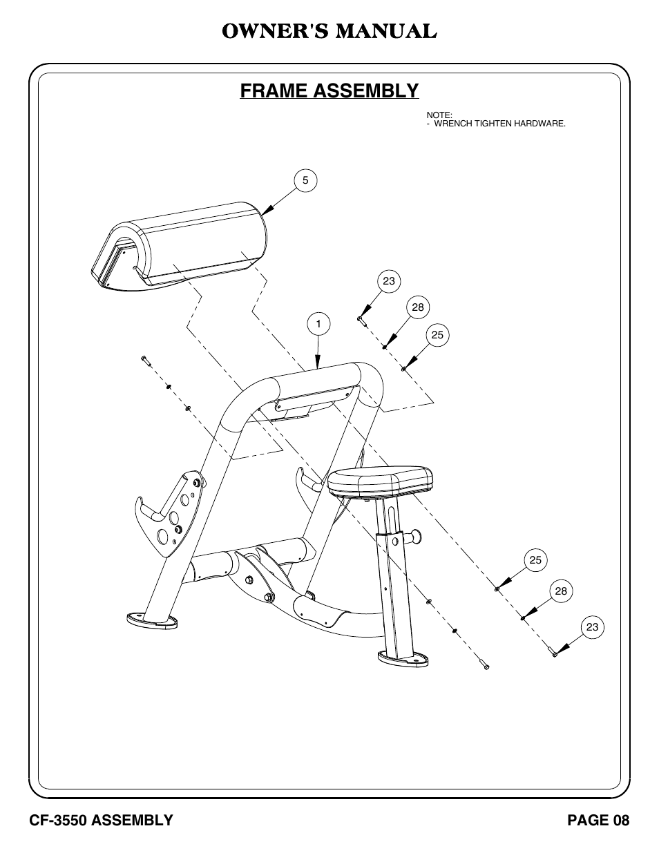 Frame assembly, Owner's manual | Hoist Fitness CF-3550 User Manual | Page 9 / 23