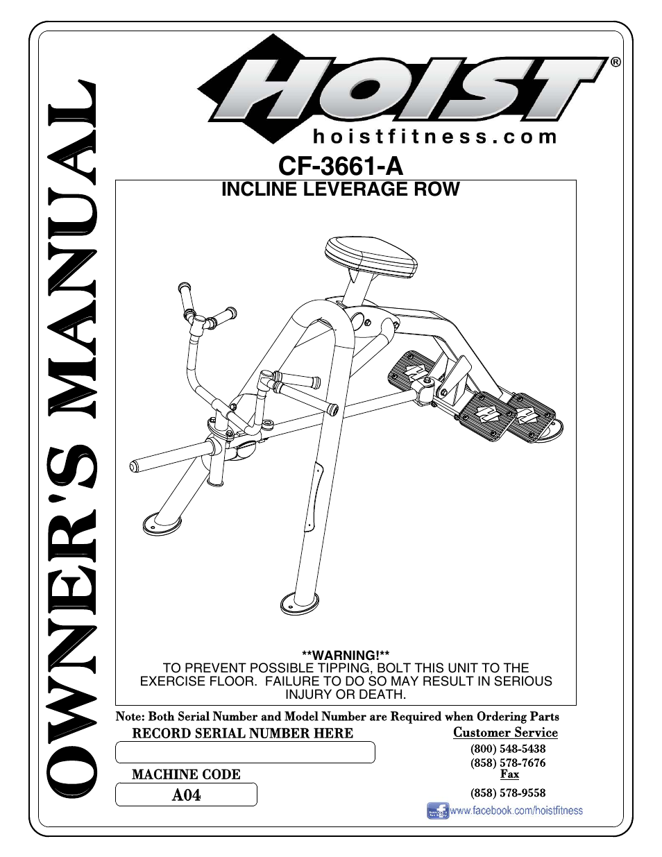 Hoist Fitness CF-3661-A User Manual | 28 pages