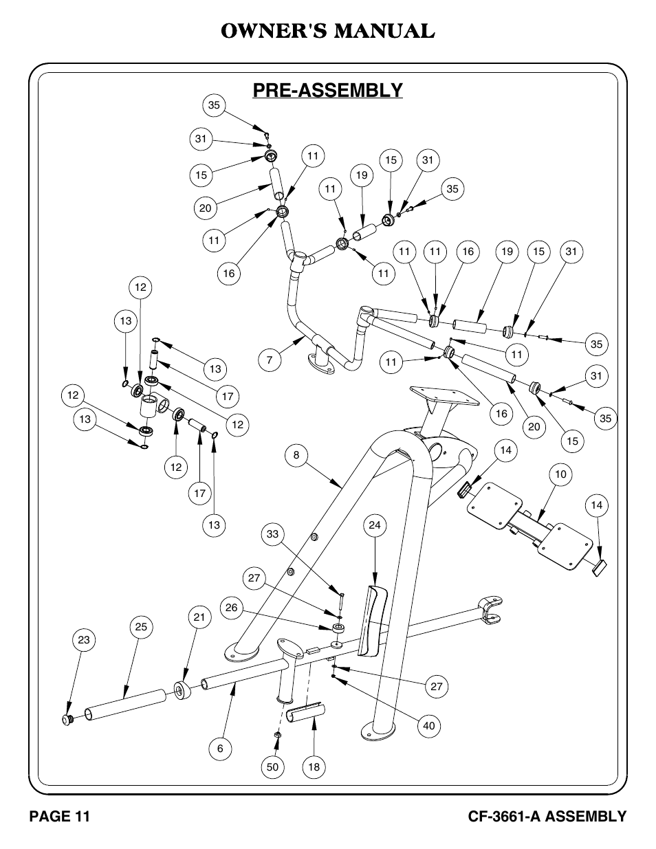Pre-assembly owner's manual | Hoist Fitness CF-3661-A User Manual | Page 12 / 28