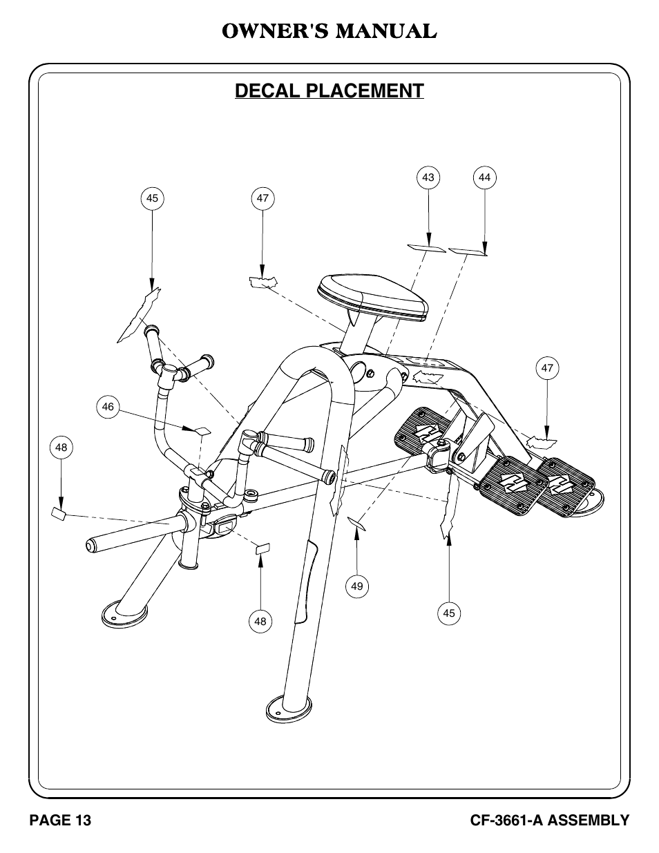 Decal placement owner's manual | Hoist Fitness CF-3661-A User Manual | Page 14 / 28