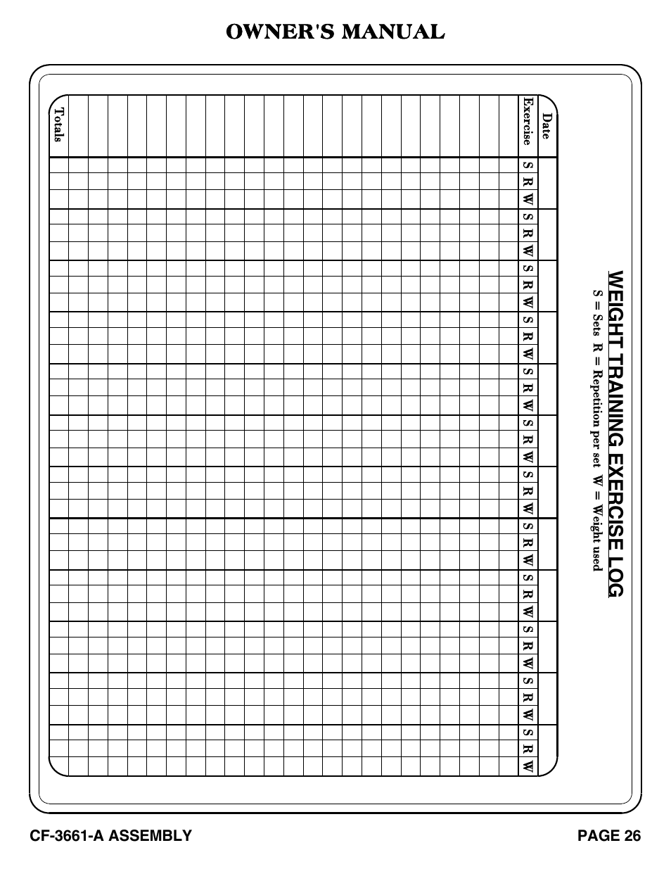 Owner's manual | Hoist Fitness CF-3661-A User Manual | Page 27 / 28