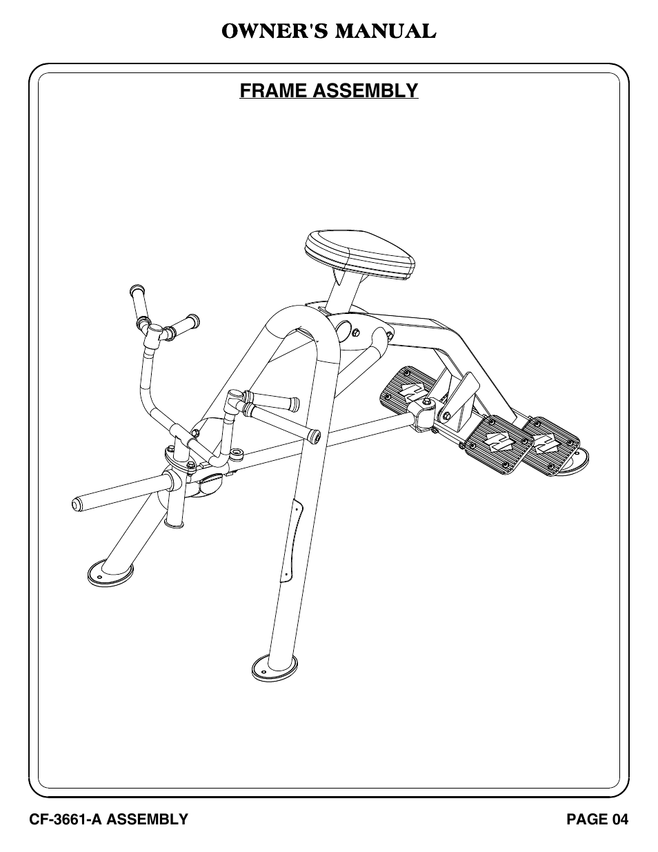 Frame assembly, Owner's manual | Hoist Fitness CF-3661-A User Manual | Page 5 / 28