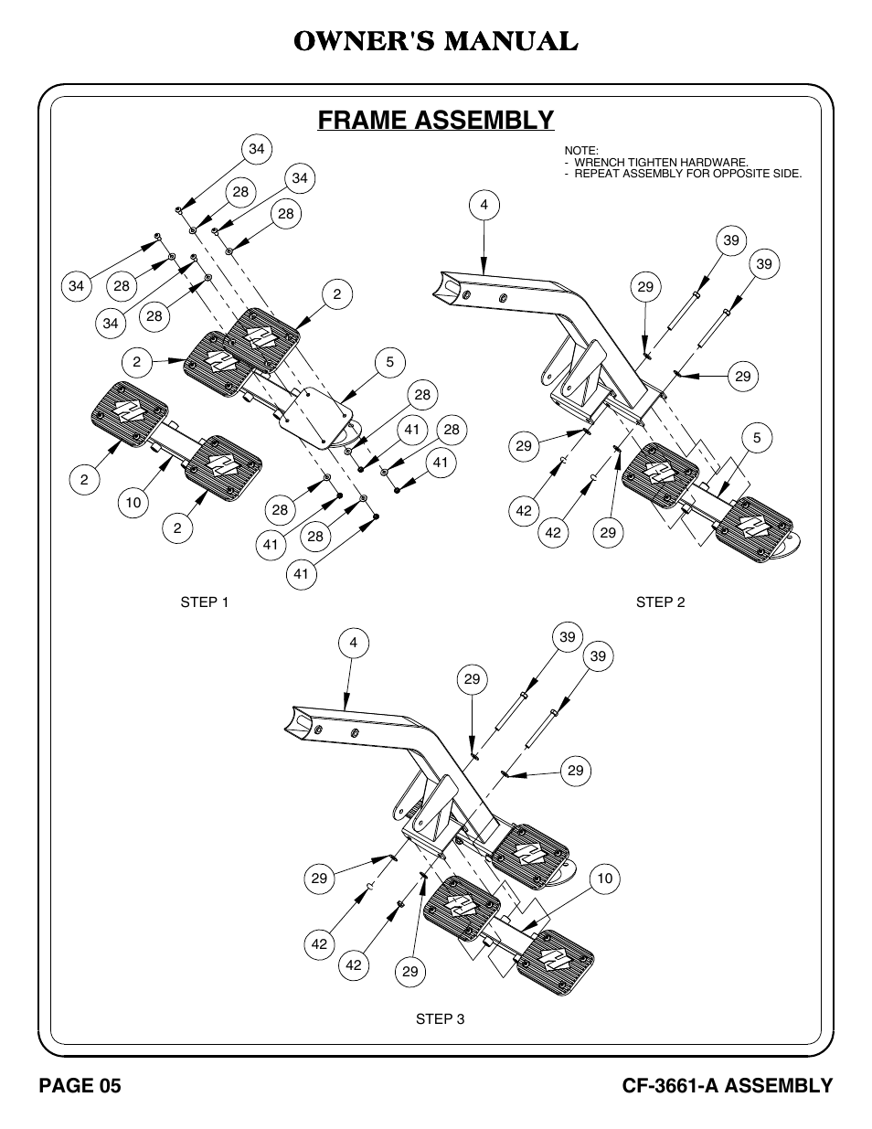 Frame assembly owner's manual | Hoist Fitness CF-3661-A User Manual | Page 6 / 28