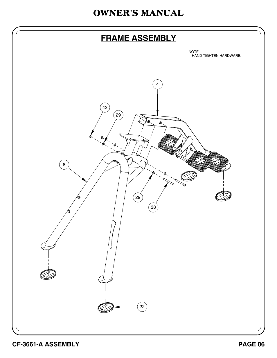 Frame assembly, Owner's manual | Hoist Fitness CF-3661-A User Manual | Page 7 / 28