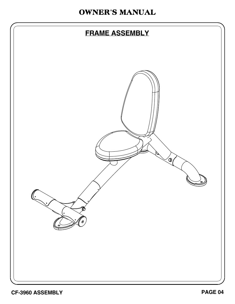 Owner's manual, Frame assembly | Hoist Fitness CF-3960 User Manual | Page 5 / 21