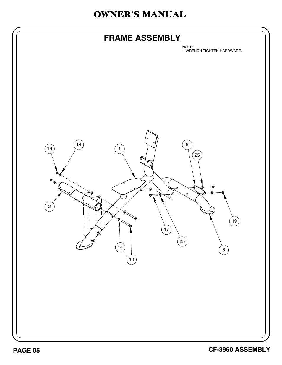 Frame assembly owner's manual | Hoist Fitness CF-3960 User Manual | Page 6 / 21