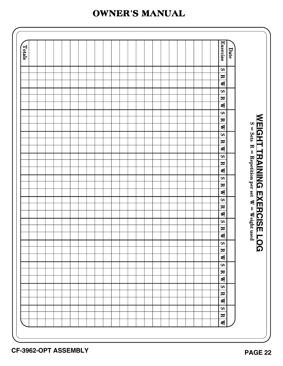 Owner's manual | Hoist Fitness CF-3962-OPT User Manual | Page 23 / 24