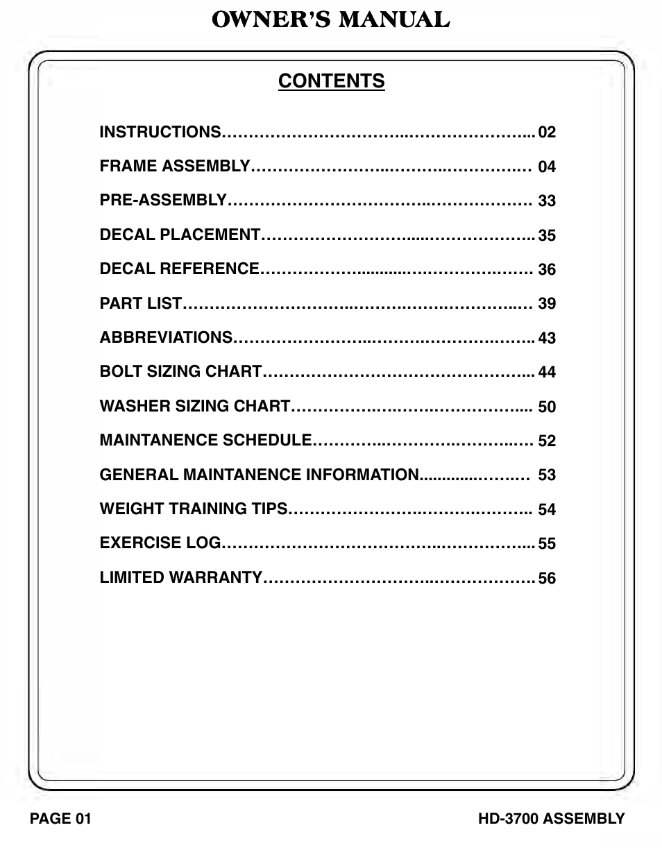 Hoist Fitness HD‐3700 User Manual | Page 2 / 57