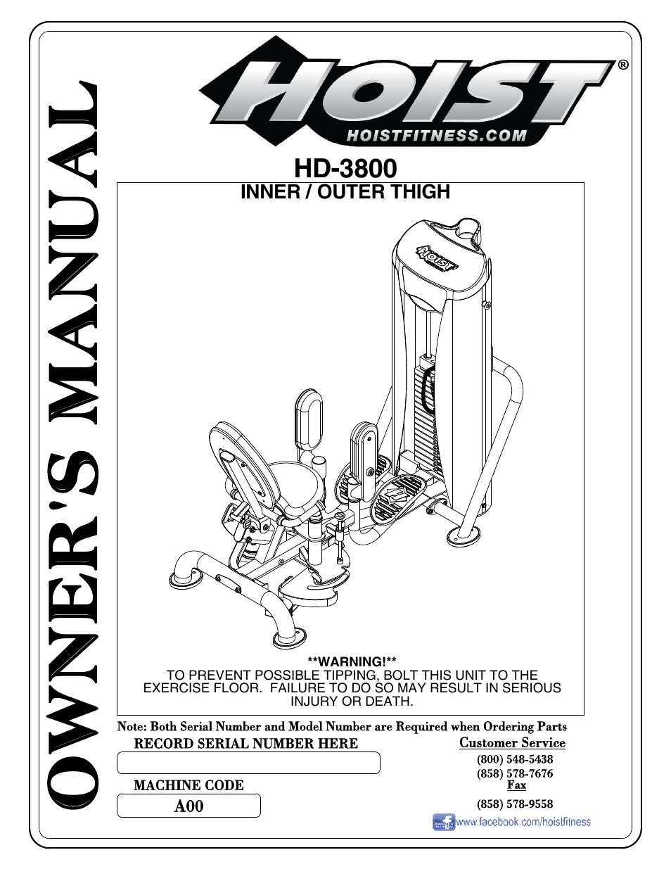 Hoist Fitness HD-3800 User Manual | 44 pages