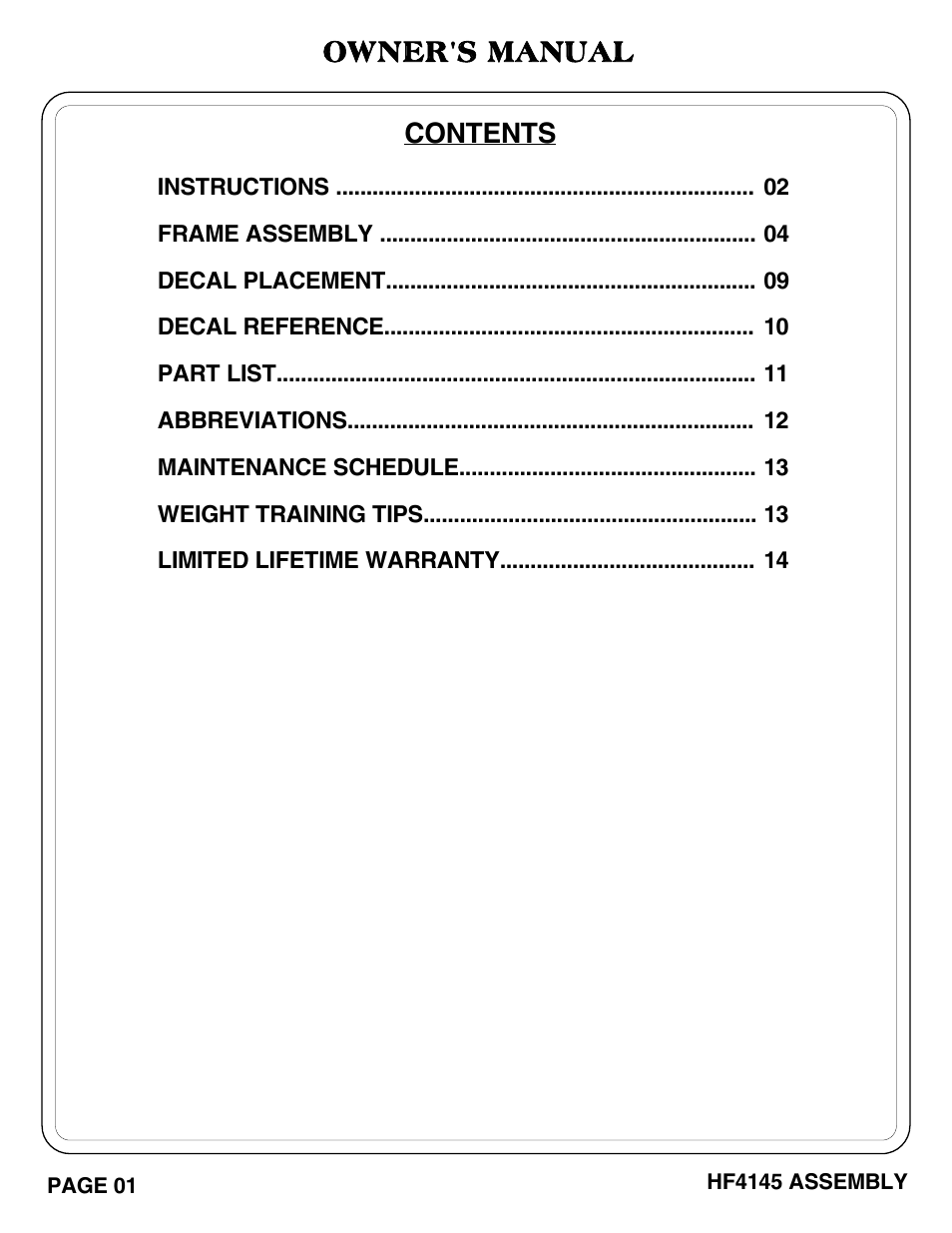 Hoist Fitness HF4145 User Manual | Page 2 / 15