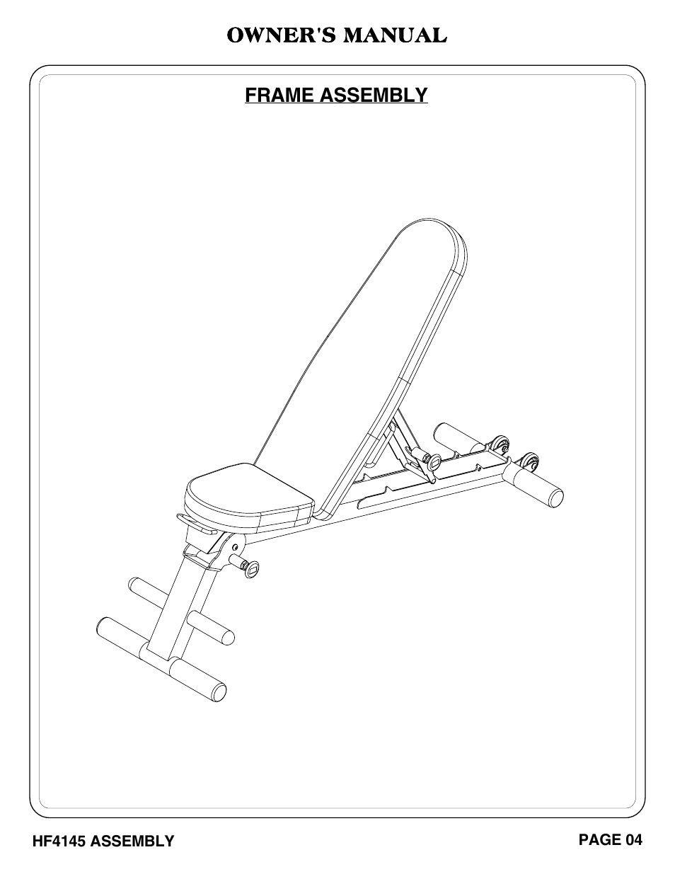Owner's manual, Frame assembly | Hoist Fitness HF4145 User Manual | Page 5 / 15