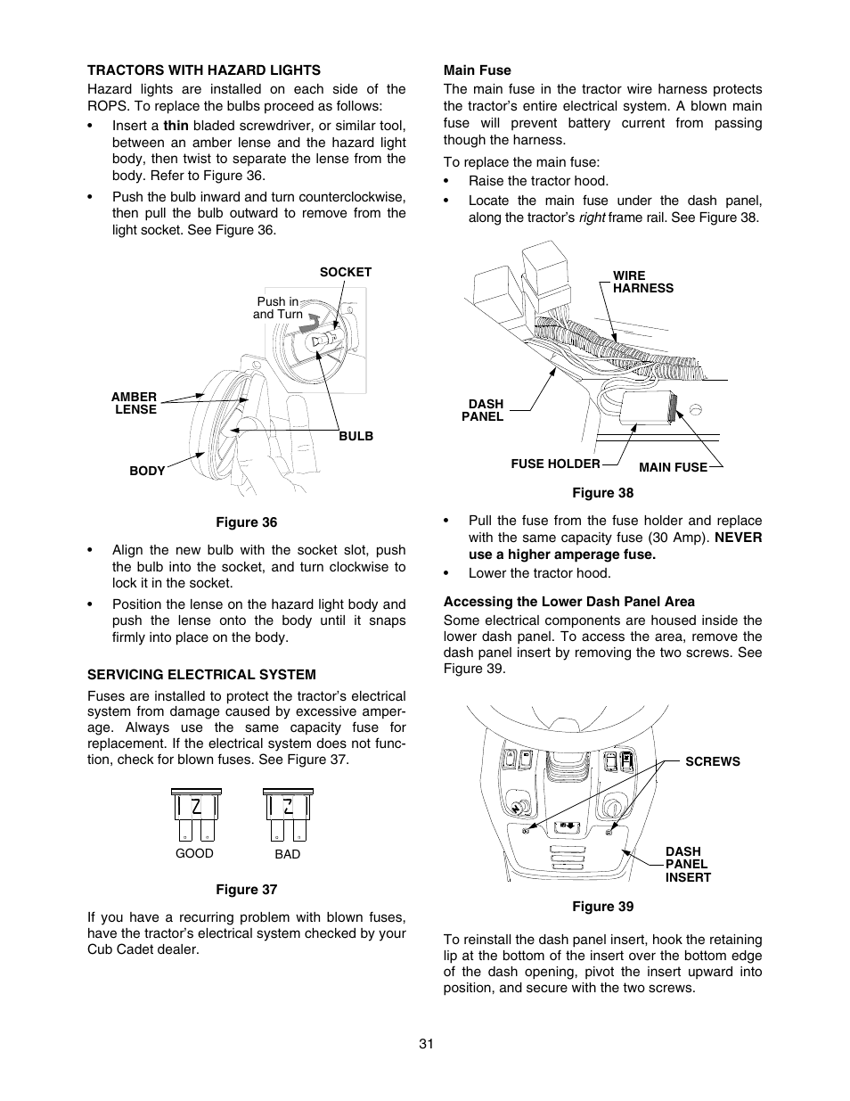Cub Cadet TRACTOR 5252 User Manual | Page 31 / 56