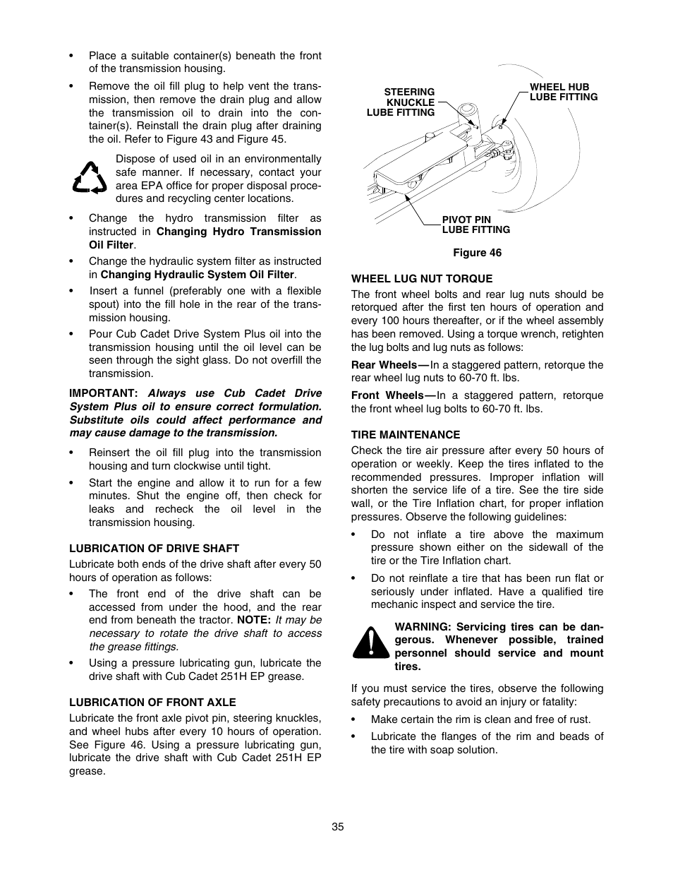 Cub Cadet TRACTOR 5252 User Manual | Page 35 / 56
