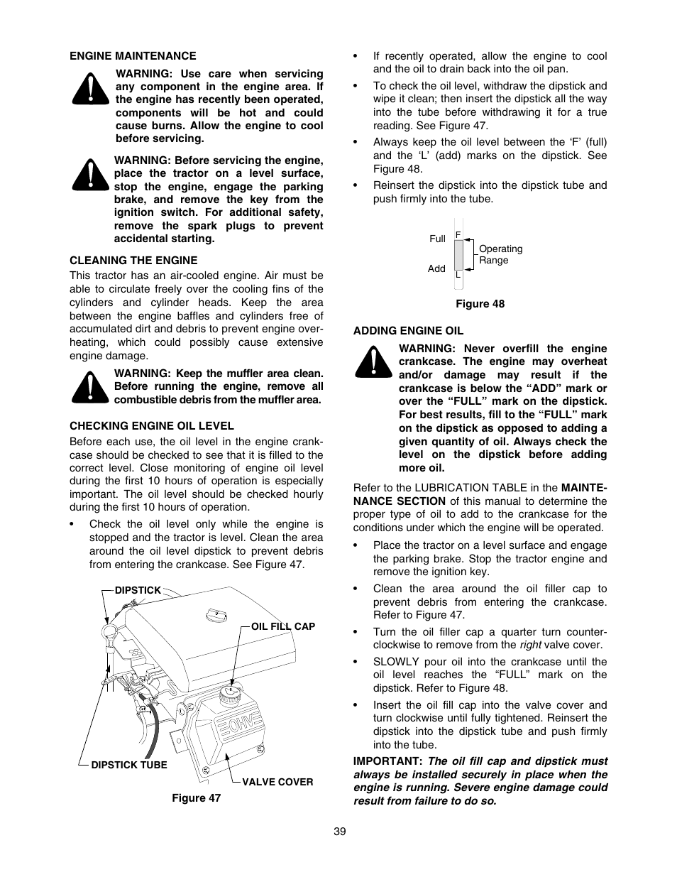 Cub Cadet TRACTOR 5252 User Manual | Page 39 / 56