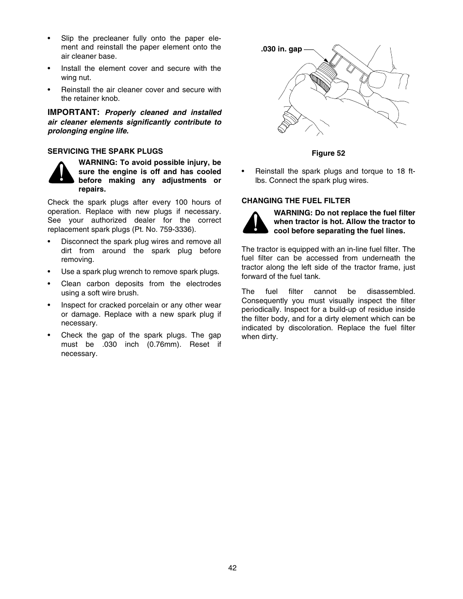 Cub Cadet TRACTOR 5252 User Manual | Page 42 / 56