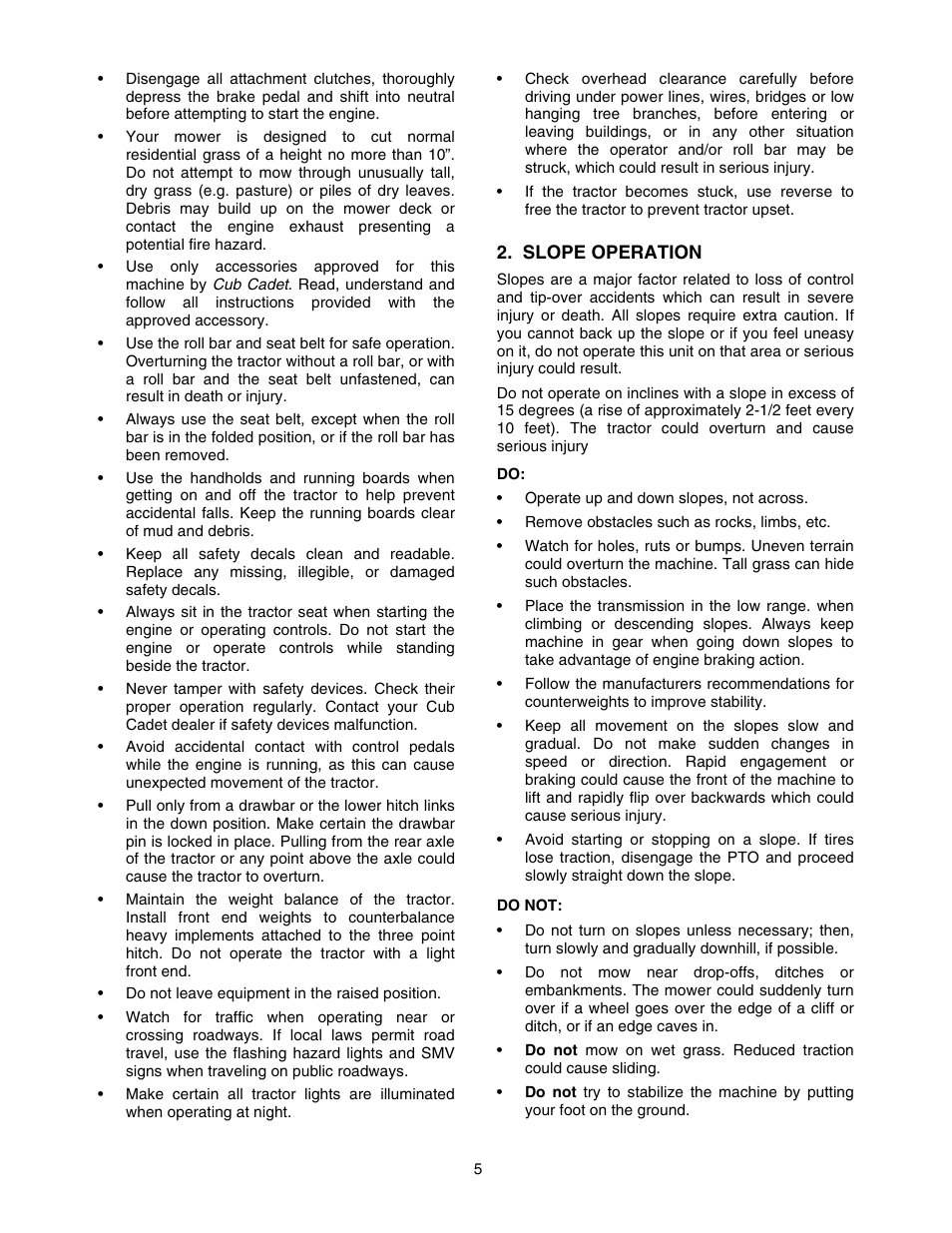 Cub Cadet TRACTOR 5252 User Manual | Page 5 / 56
