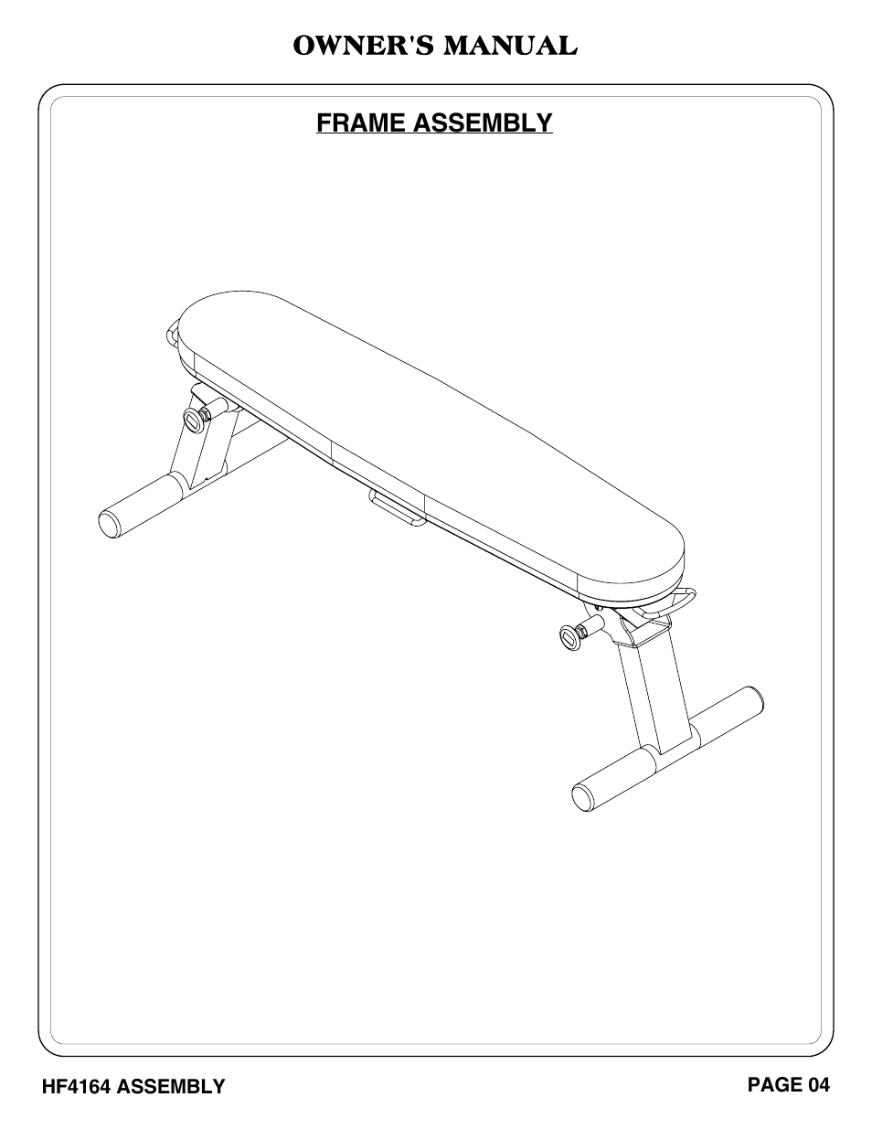 Owner's manual, Frame assembly | Hoist Fitness HF4164 User Manual | Page 5 / 13